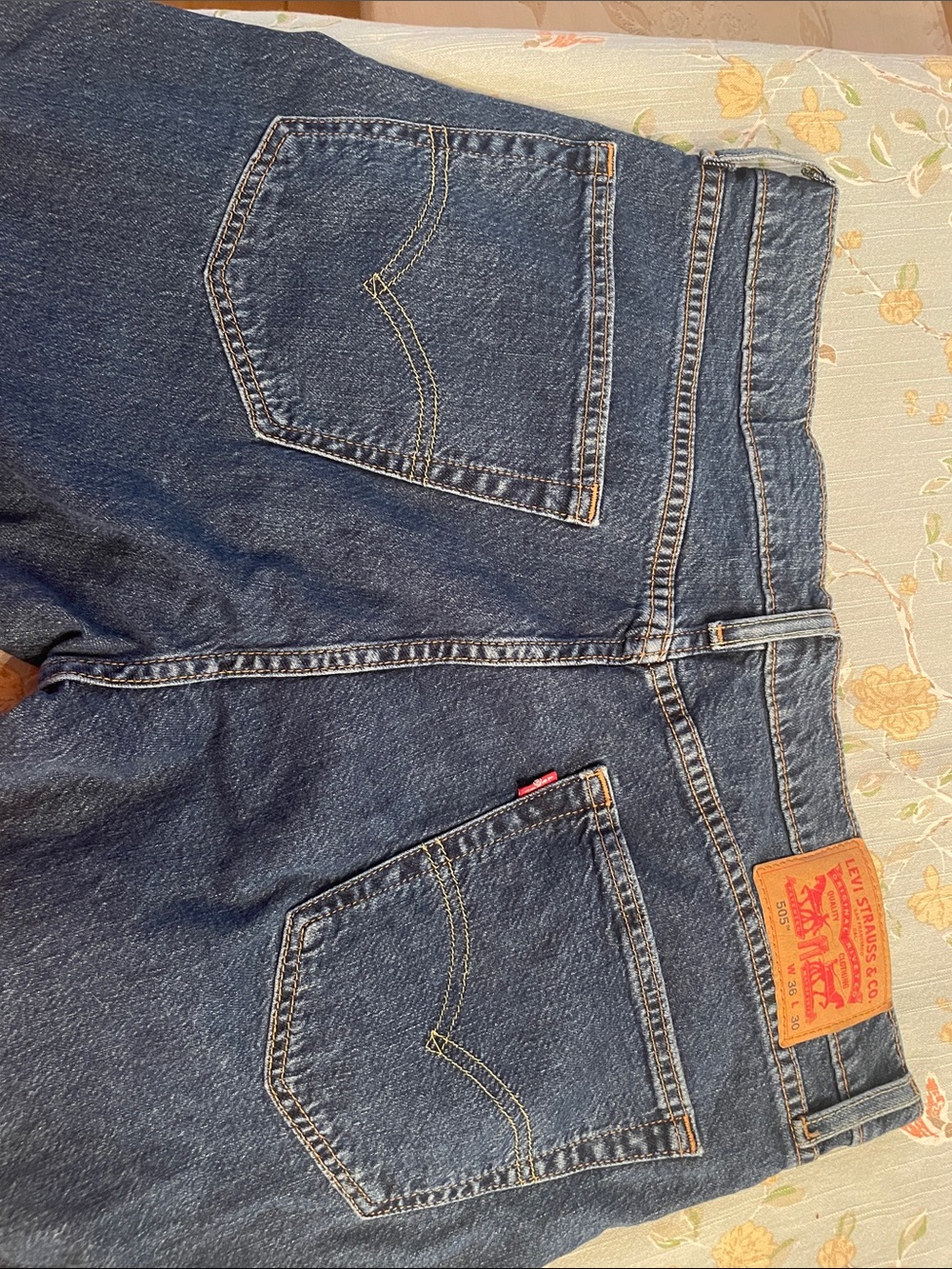 Levi's Blue Denim Jeans with  505; size 36/30; 99% cotton 1% spandex